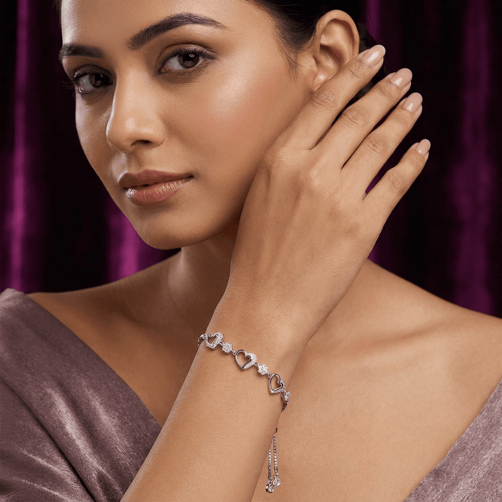 Silver bracelet lifestyle/model photo