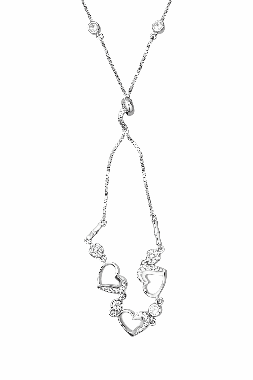 Silver bracelet on white background